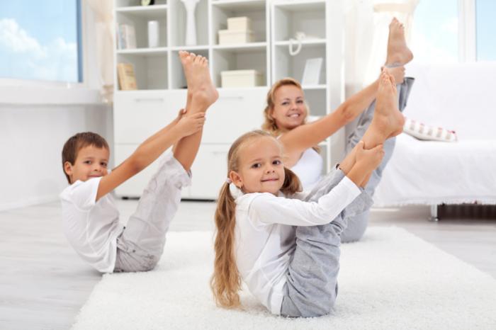 children practicing yoga