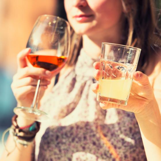 women drinking wine